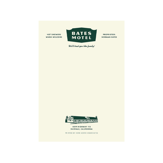 Fictional hotel notepads: Bates Motel