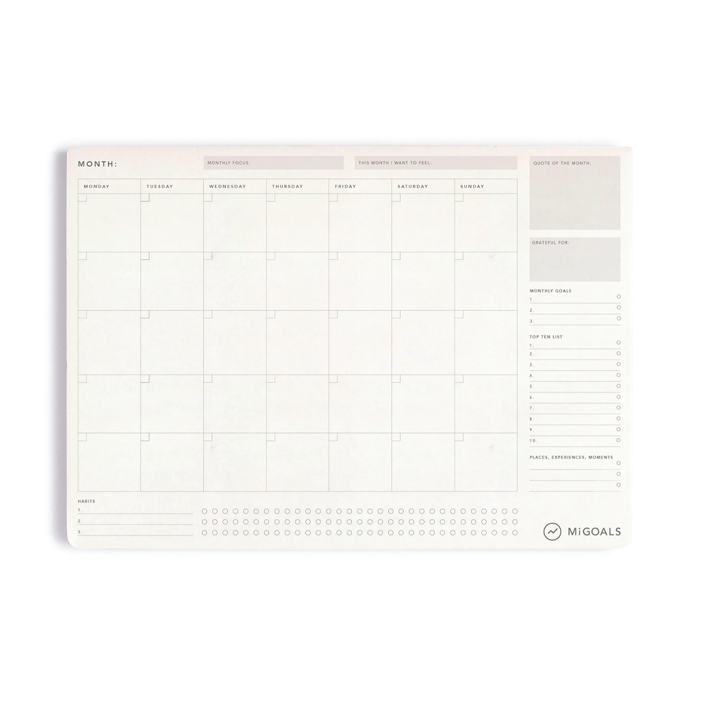MiGoals Monthly Productivity Desk Pad