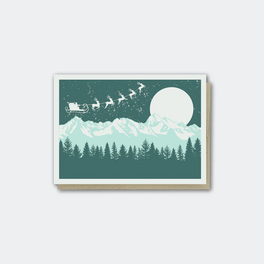 Pike Street Press Santa Over Mountains Holiday Card